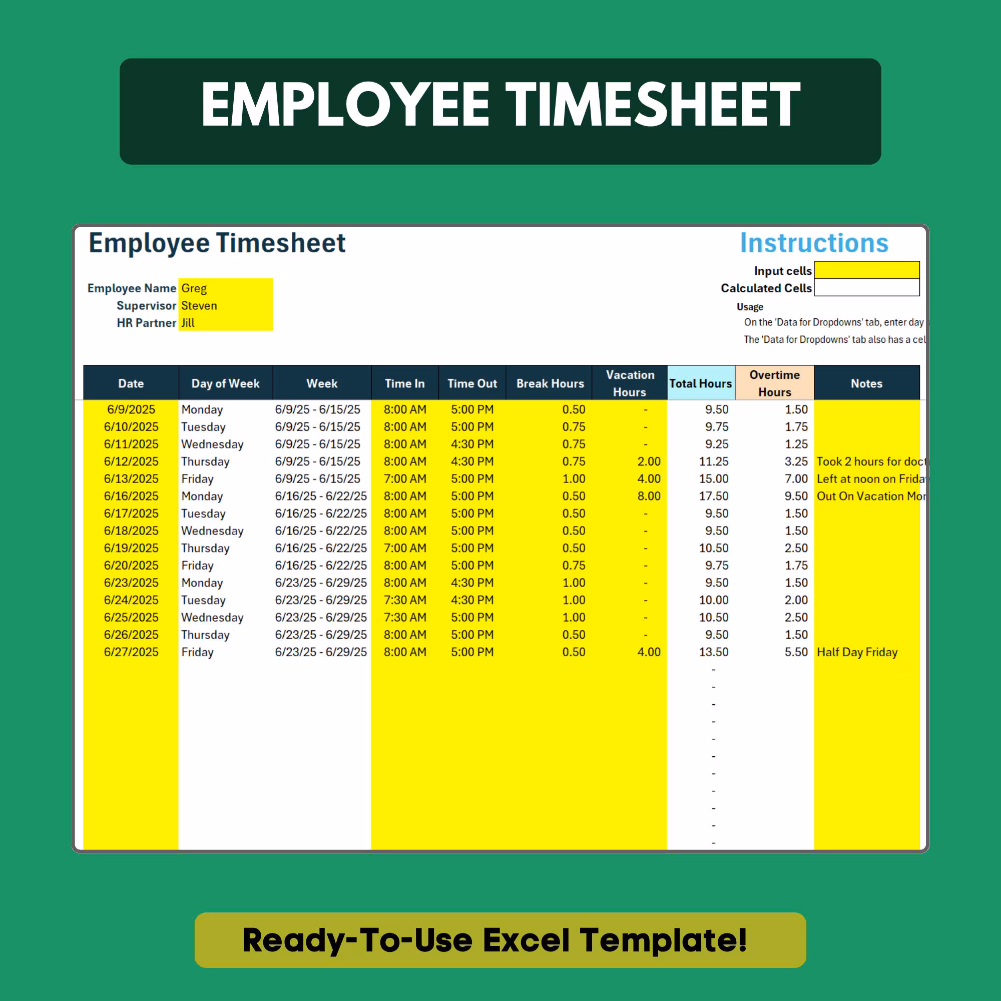 Employee Timesheet Template