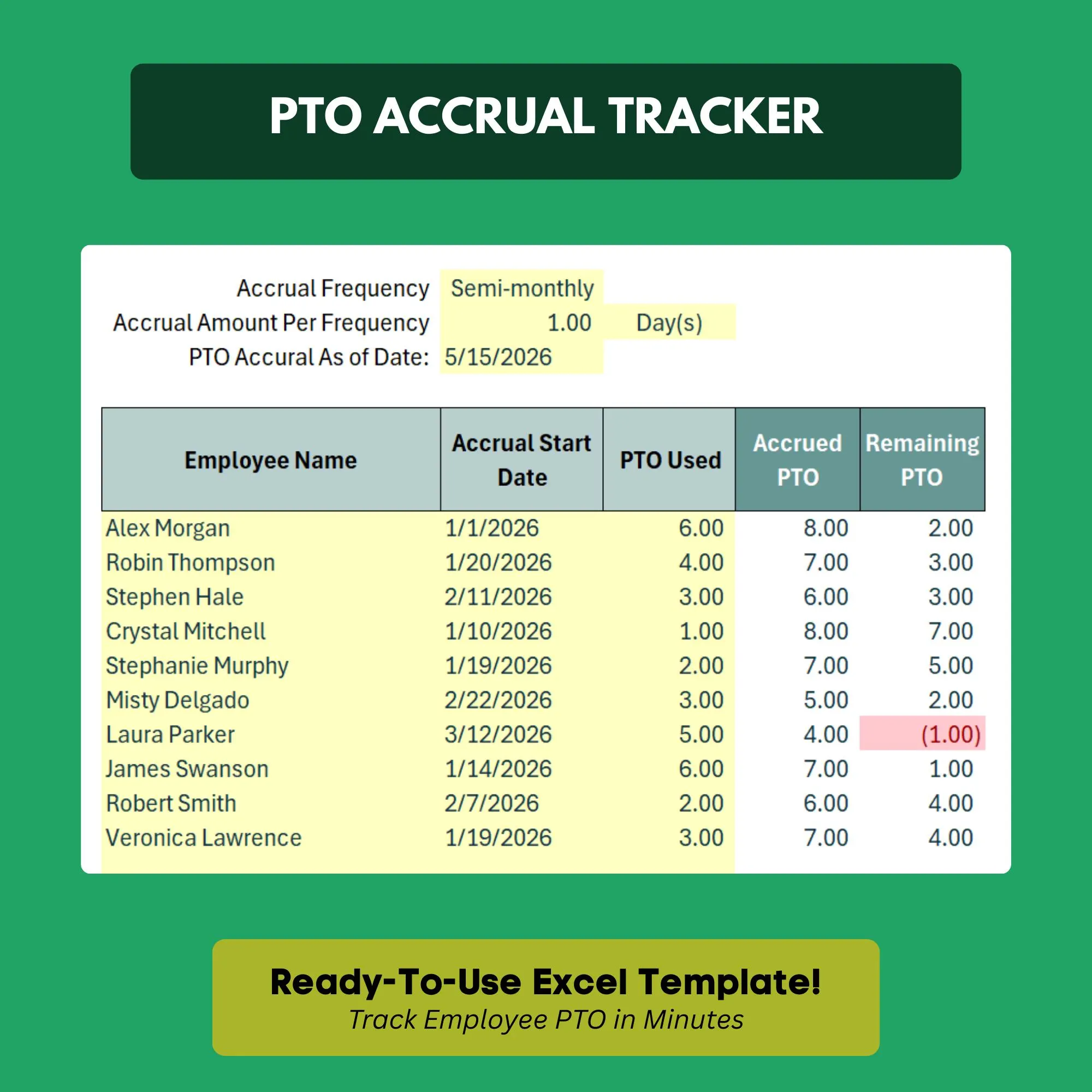PTO Tracker Spreadsheet